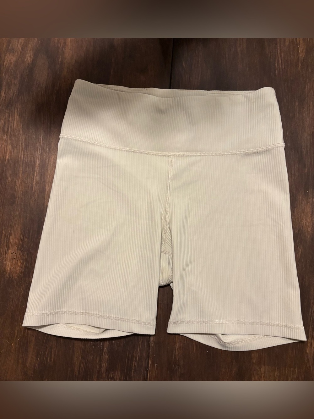 Old Navy Ribbed High-Waist Bike Shorts in Cream